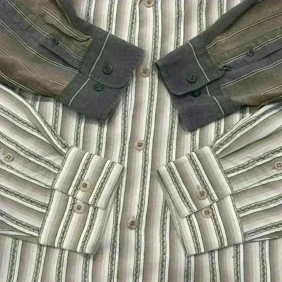 Lot Of 2 Tommy Bahama Mens Long Sleeve Tencel Shirt Striped Button Preppy READ - Picture 2 of 16